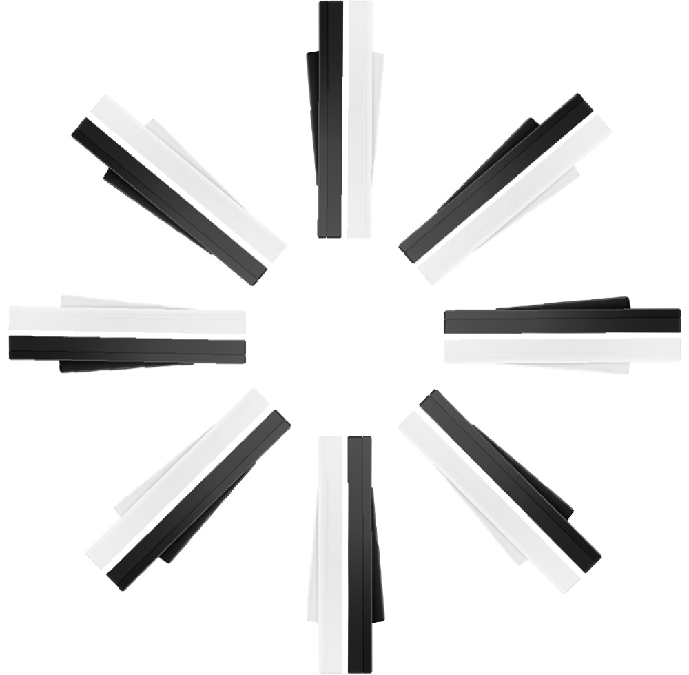 Imagen frontal de los interruptores sky essence en blanco y en negro